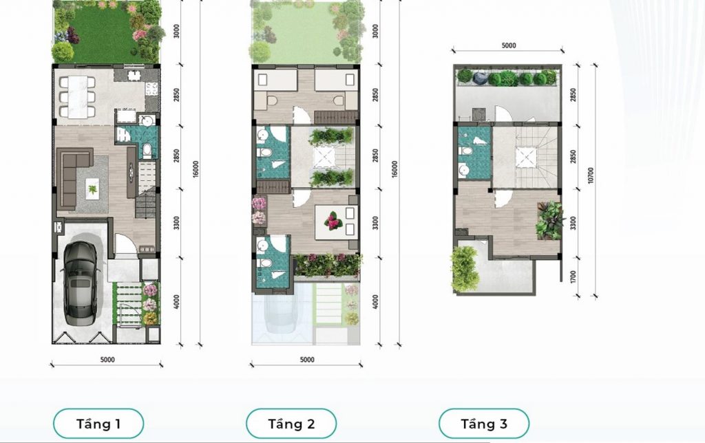 Thiết kế nhà phố liền kề 5x16m phân khu LA Sol, LA Home Long An