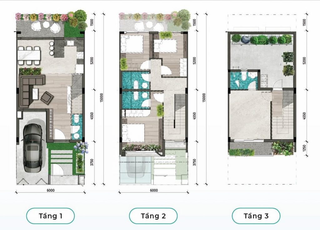 Thiết kế nhà phố liền kề 6x15m phân khu LA Sol, LA Home Bến Lức