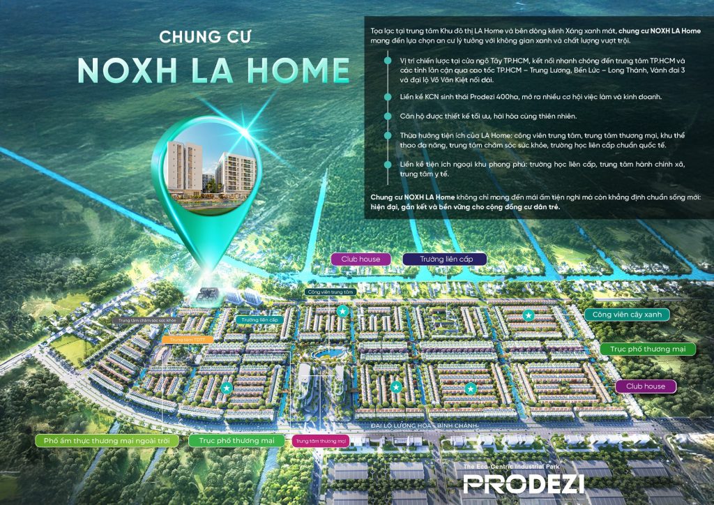 Phối cảnh chung cư nhà ở xã hội LA Home trong khu đô thị sinh thái Bến Lức Long An