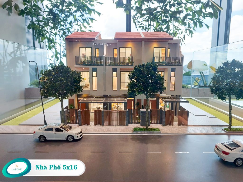 Phối cảnh dãy nhà phố liền kề 5x16m tại khu đô thị LA Home Long An
