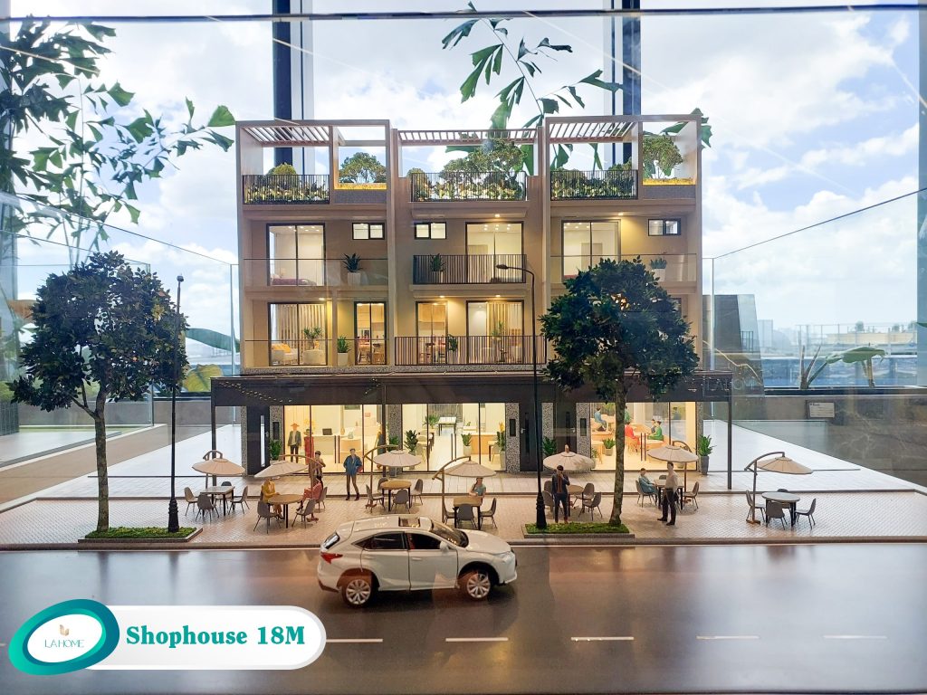 Phối cảnh shophouse 6x17m trên trục thương mại khu đô thị LA Home
